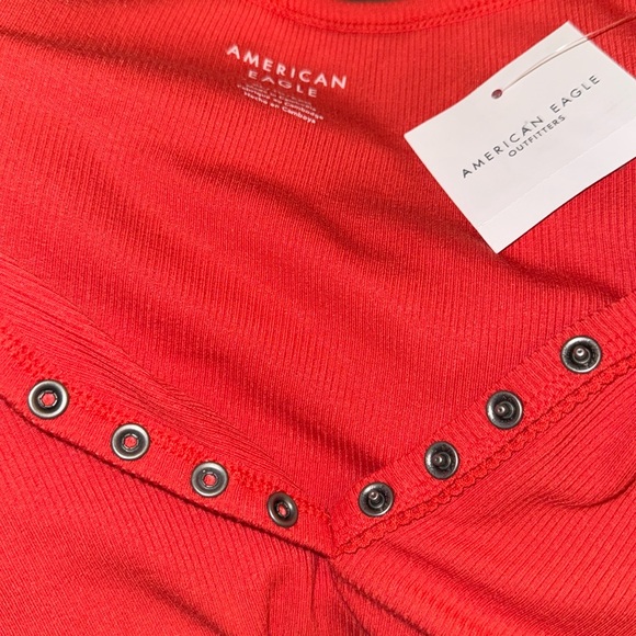 American Eagle Long Sleeve Henley T-Shirt - Picture 8 of 8